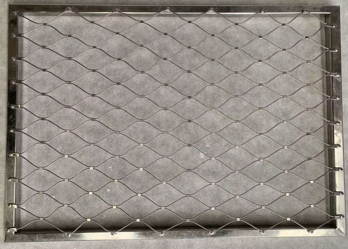 0.5-30meter Fall Prevention Balustrade Cable Mesh With Frame 2.0mm Wire
