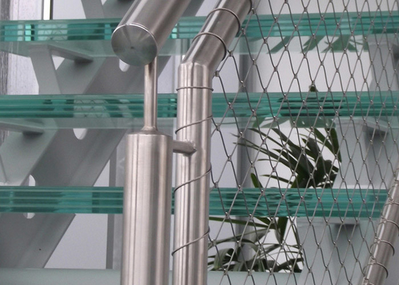 Tùy chỉnh SUS 316 Ferrule Type Stainless Steel Wire Rope Mesh For Stairs Railing Mesh 2.0 mm Wire 50*50 mm lỗ